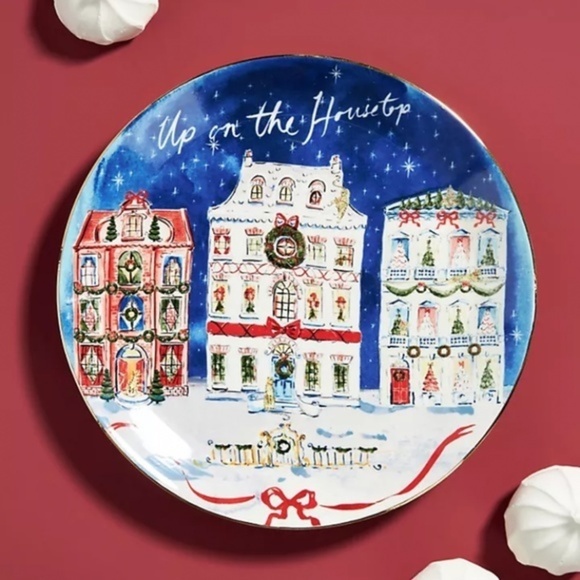Anthropologie Susannah Garrod 'Tis The Season Dessert Plate - Picture 1 of 2